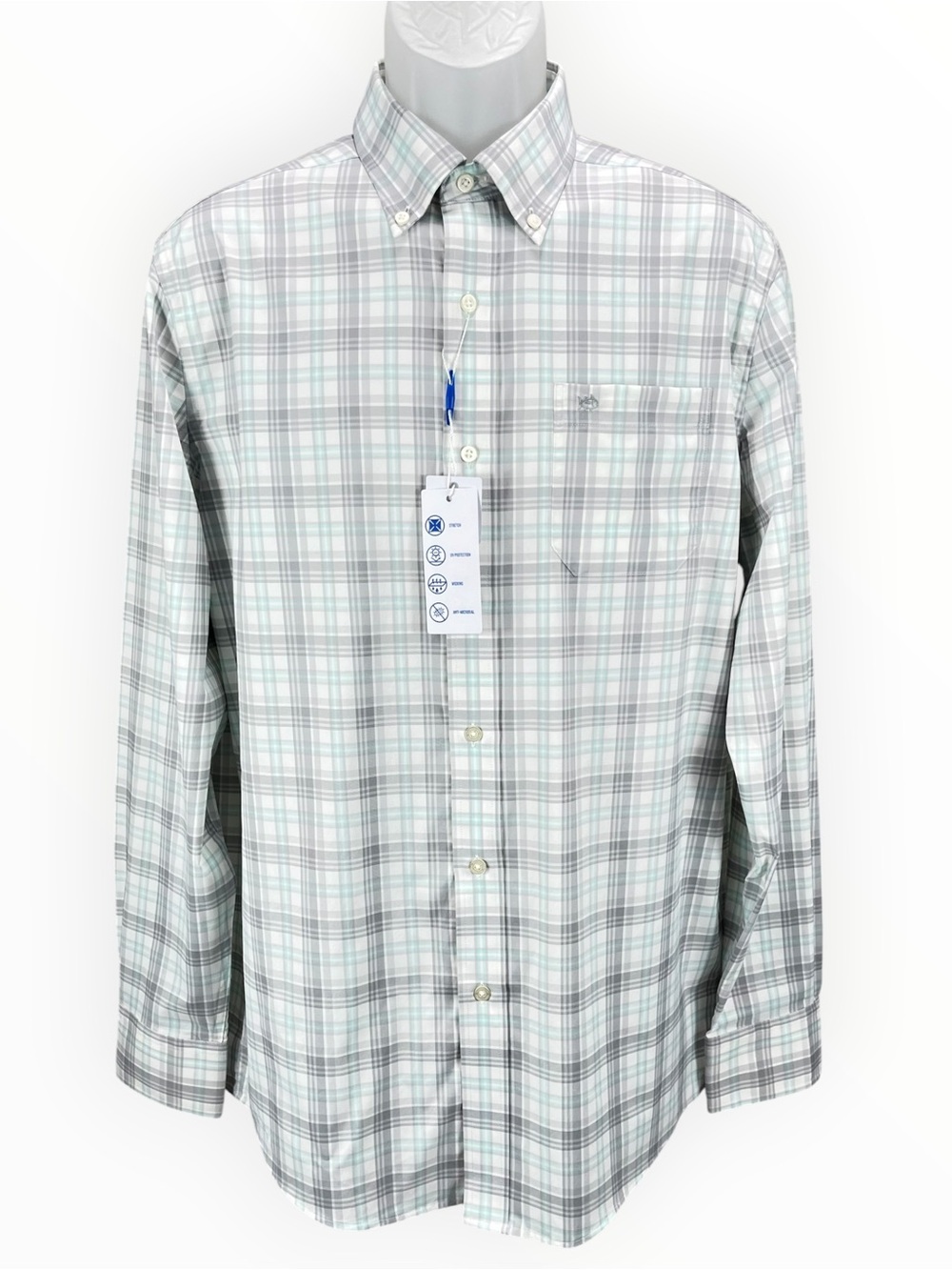 Southern Tide Men’s M Plaid Long Sleeve Button Down Shirt NWT Stretch UV
